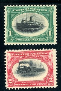 USAstamps Unused FVF US 1901 Pan-American High Ship/Train Var Sct 294-5 OG MHR