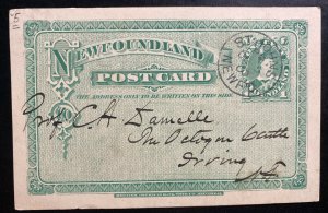 1900 St Johns Newfoundland Postal Stationery Postcard Cover To Gring