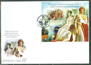 TOGO  2014 200th MEMORIAL  ANN OF JOSEPH BEAUHAMAIS  NAPOLEON'S WIFE S/S FDC