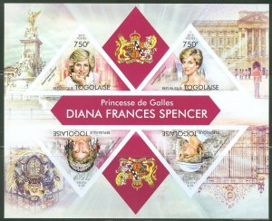 TOGO 2013  PRINCESS DIANA   SHEET IMPERFORATED MINT NH