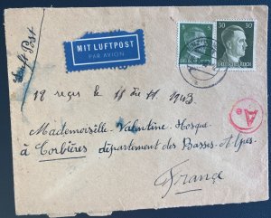 1943 Linz Germany Lager Prison 10 Airmail Cover To Corbieres France