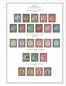 COLOR PRINTED FRENCH ALGERIA 1924-1958 STAMP ALBUM PAGES (29 illustrated pages)