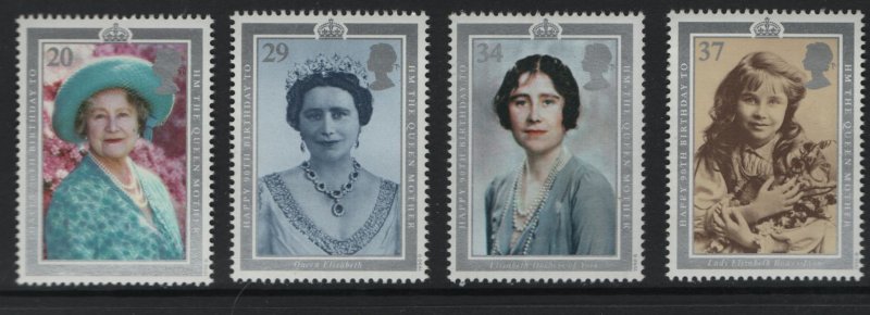 GB   1327-1330 MNH QUEEN MOTHER BIRTHDAY SET 1990