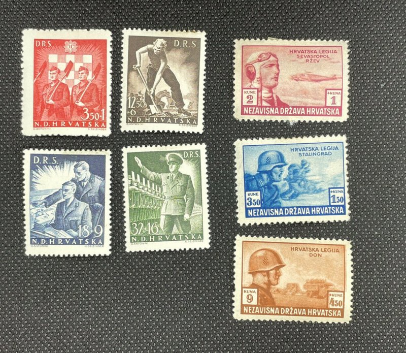 7, 1943/44 Hrvatska/Croatia MH Stamps Labour & Pilots Series