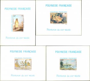 French Polynesia #C194-C197, Complete Set(4), Deluxe Sheets, 1982, Art, Never...