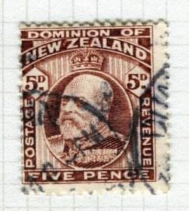 NEW ZEALAND; 1909 early Ed VII issue fine used Shade of 5d. value