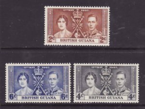 British Guiana-Sc#227-9- id12-unused NH og Coronation set-Omnibus-KGVI-1937-