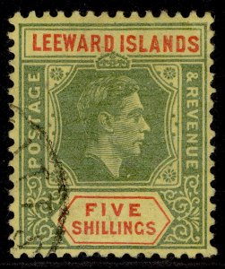 LEEWARD ISLANDS GVI SG112b, 5s green & red/yellow, FINE USED. Cat £22.