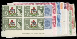 Bermuda #143-162 Cat$440.20, 1953-58 QEII, complete set in blocks of four, ne...