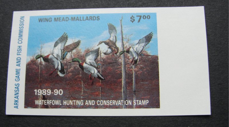 US Arkansas 1989 Wing Mead Mallards Hunting Stamp - mnh