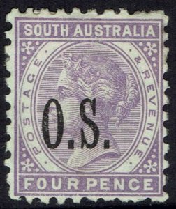 SOUTH AUSTRALIA 1891 QV OS 4D PERF 10 