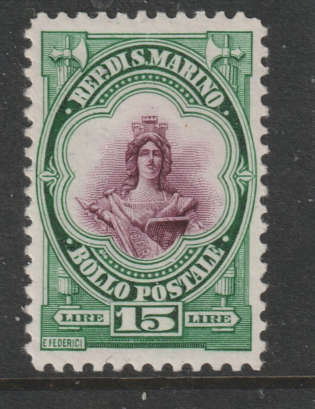 San Marino a MNH 15L from the 1929 set