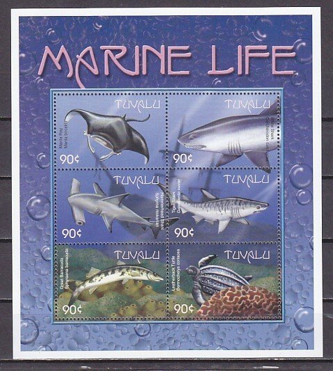 Tuvalu, Scott cat. 821 a-f. Marine Life sheet of 6. ^