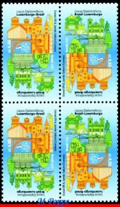 3387 BRAZIL 2018 DIPLOMATIC TIES WITH LUXEMBOURG, MONUMENTS, FLAGS, BLOCK MNH