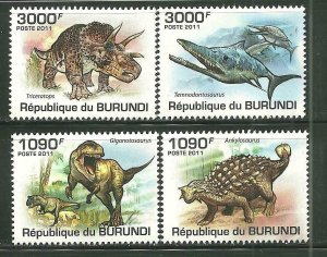 Burundi MNH 912-5 Prehistoric Animals Dinosaurs 2011 SCV 13.50