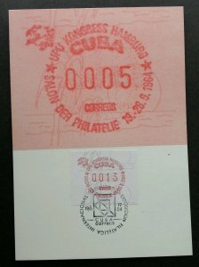 Cuba Universal Postal Union UPU 1984 ATM Frama Label stamp (maxicard) *rare