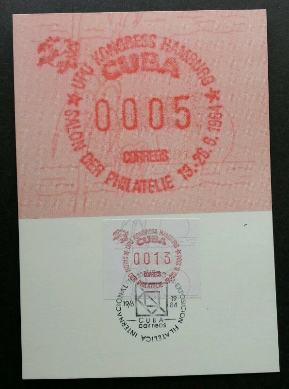 Cuba Universal Postal Union UPU 1984 ATM Frama Label stamp (maxicard) *rare