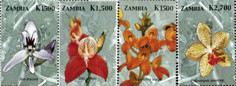 Zambia 2005 - Orchids of Zambia and Africa - Set of 4v - Scott 1057-60 - MNH