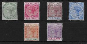 GIBRALTAR SG39/44 1898 DEFINITIVE SET TO 6d MTD MINT