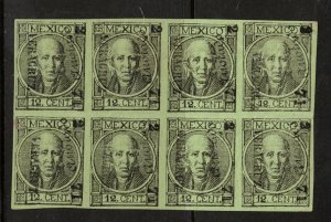 Mexico #72 Extra Fine Mint Block Of Eight Full Original Gum **With Certificate**