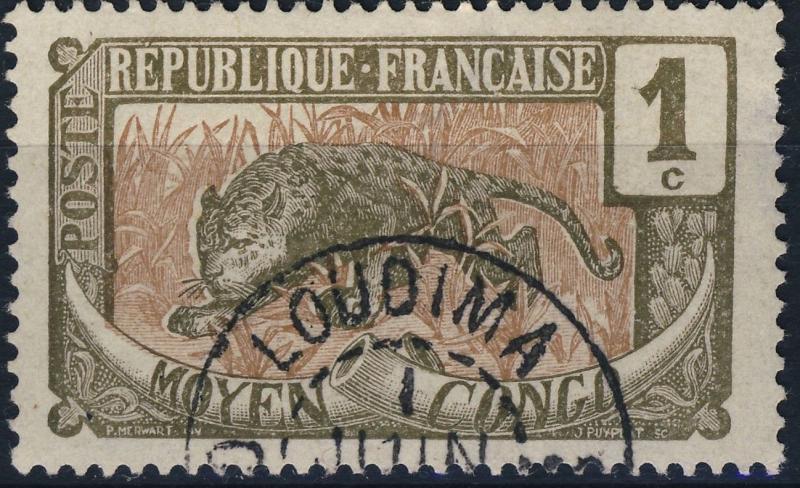 CONGO FRANÇAIS -  CAD de LOUDIMA sur 1c Panthère N°48