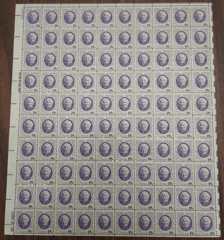 US 1399, 18¢ Elizabeth Blackwell, Complete sheet of 100, NH, VF