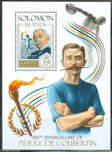 SOLOMON ISLANDS  2013  150th BIRTH PIERRE de COUBERTIN OLYMPIC  S/SHEET  MINT NH