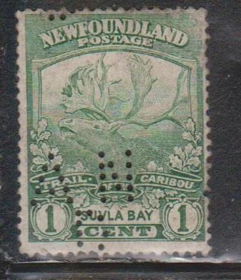 NEWFOUNDLAND Scott # 115 Used - Caribou With AND Perfin