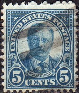 United States 637 - Used - 5c Theodore Roosevelt (1927) (3) +