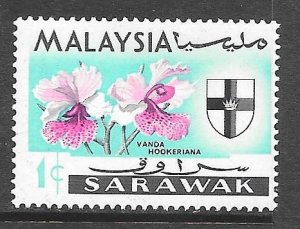 Sarawak 228: 1c Vanda Orchid, MH, F-VF