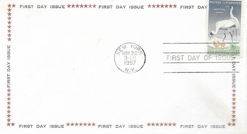 1957 FDC, #1098, Wildlife Conservation, general purpose - 3 cities