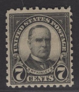 US Stamp #588 7c McKinley Perf 10 MINT NO GUM SCV $12.50 (as hinged)