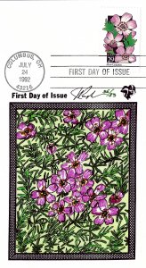 Pugh Designed/Painted Moss Campion Flower FDC...79 of 83 created!