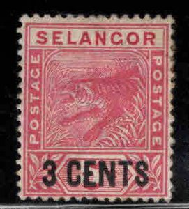 MALAYA Selangor Scott 28 Mint Hinged  Tiger stamp ink stains on back