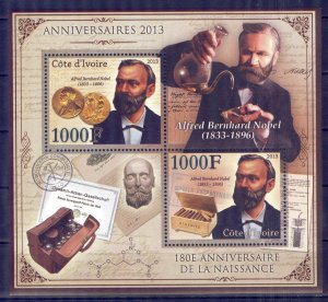 Ivory Coast 2013 Alfred B. Nobel Sheet MNH