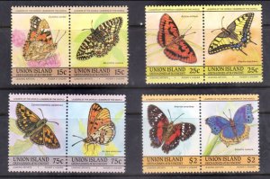 ST. VINCENT UNION ISLAND - 1985 BUTTERFLY / BUTTERFLIES - 8V - MINT NH