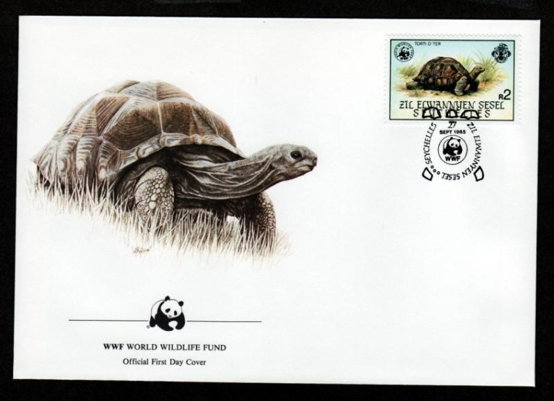 Zil Sesel Seychelles Four 1985 WWF FDC Turtles!