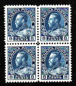 Canada-Sc#115- unused og top 2 hinged between the 2, other 2 NH 8c blue Admiral