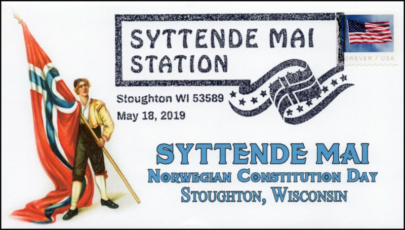 19-090, 2019, Syttende May, Pictorial Postmark, Event Cover, Norwegian Constitut