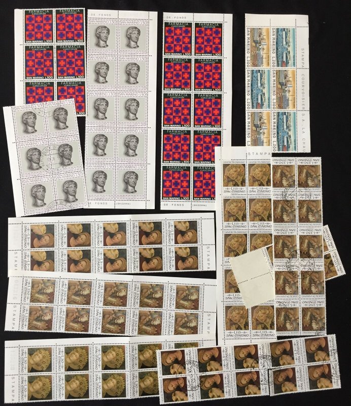 San Marino Art Europa Airs Blocks MNH Used (Apx 800 Stamps) HP1348