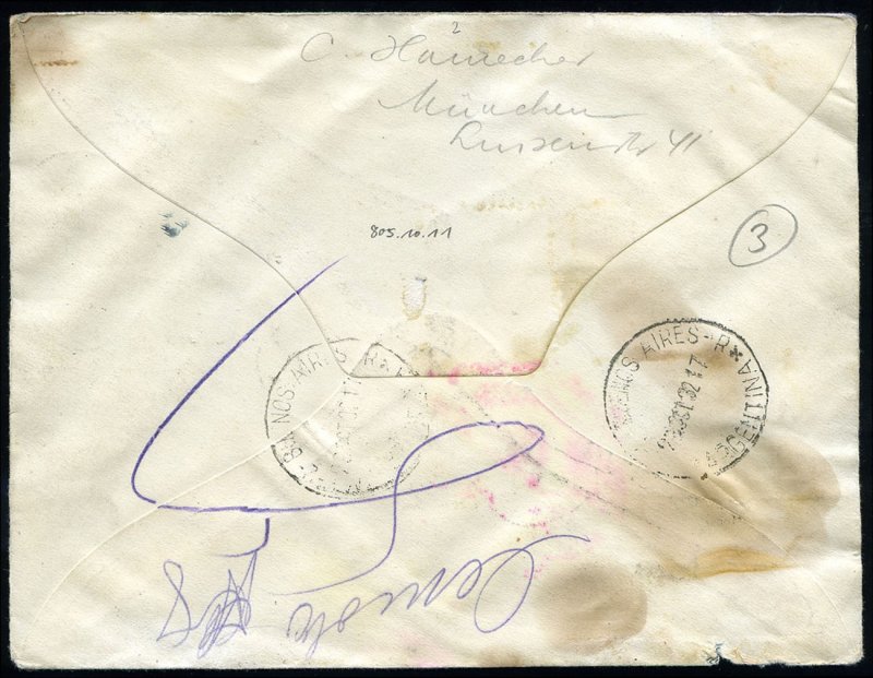Romania, Zeppelin Flights, 1932 9th South America Flight cover addressed to A...