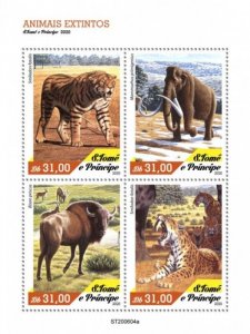 St Thomas - 2020 Extinct Species Animals - 4 Stamp Sheet - ST200604a