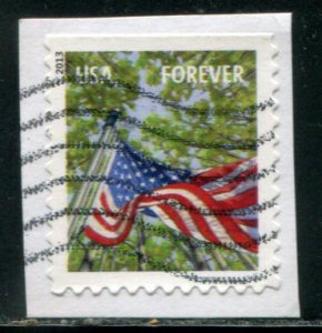 4782 US (46c) Flag in Spring SA bklt, used on paper dated 2013