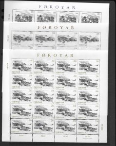 Faroe Island 43-4, 86-9 sheet stock MNH 8 cpl. sets vf, 2020 CV $356.00