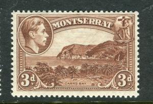 MONTSERRAT; 1938 early GVI issue Mint hinged Shade of 1d. Perf 14 value