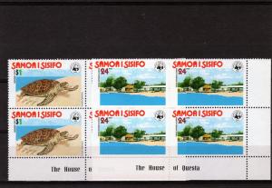 Samoa 1978 WWF Turtle Set (2) Block of 4 MNH VF  Sc#470/471 