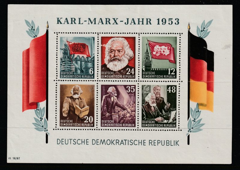 East Germany a 1953 Karl Marx mini sheet MNG