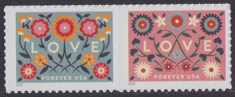 US 5660-5661 5661b Love forever horz pair (2 stamps) MNH 2022 