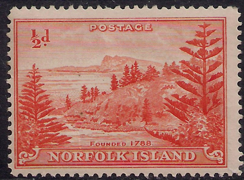 Norfolk Island 1947 KGV1 1/2d Orange MM SG 1 ( J607 )