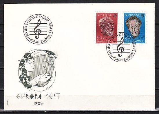 Switzerland, Scott cat. 755-756. Composers, Europa Music Year. First day cover.